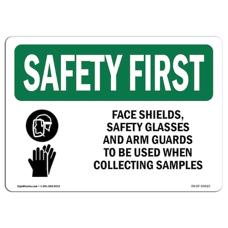 Signmission OSHA Sign, Face Shields Glasses W/ Symbol, 5in X 3.5in Decal, 10PK, 5" W, 3.5" H, Landscape, PK10 OS-SF-D-35-L-10615-10PK